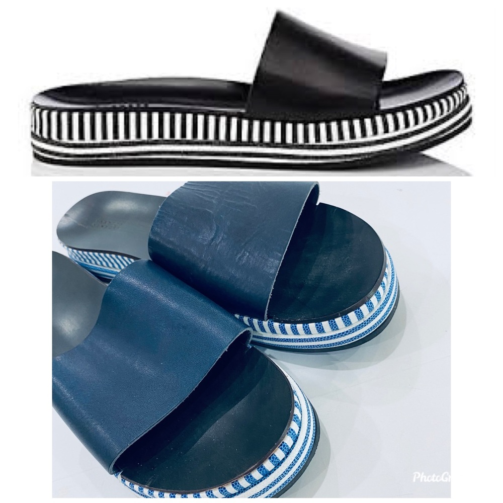 Barney’s New York Crisscross Navy Slip On Sandals